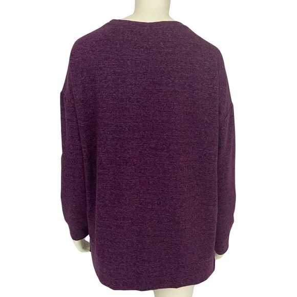 32 Degrees Heat Women's Fleece Sweater Top Size L Heathered Purple Long Sleeve - Picture 2 of 10